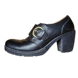 BOC Born Concept C03703 Women Leather Black Zip Ankle Bootie Shoe Size 40.5 (8.5